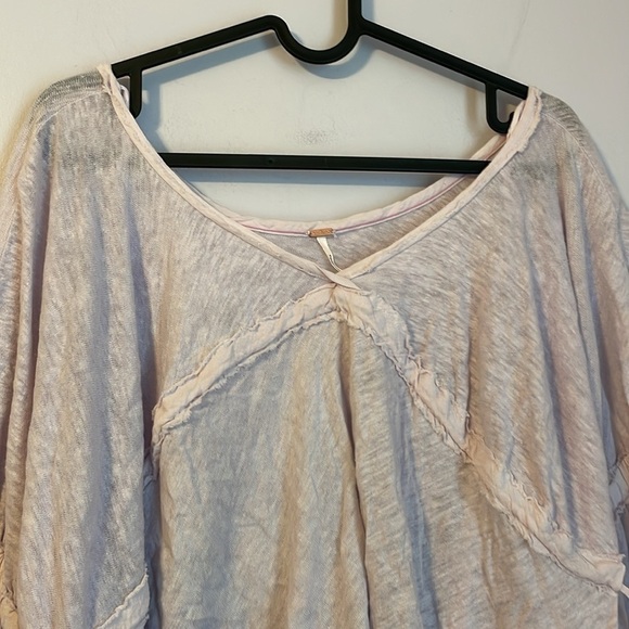 Free People Oversized Linen Sandstorm Flowy Lilac Lavender Top Size XS - Picture 3 of 16